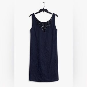 Magaschoni Black Sleeveless Embellished Shift Dress Sz16 Lined Evening Cocktail